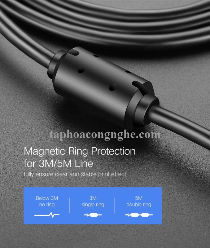 Ugreen 10351 3M màu Đen Cáp USB 2.0 sang USB B máy in đầu mạ vàng US135 30010351